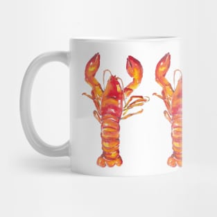 3 dancing lobsters - food illustration Mug